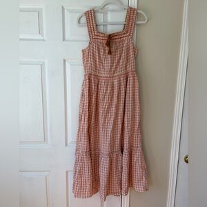 NWT Pink and Cream Gingham Dress Cotton Blend Summer Spring
